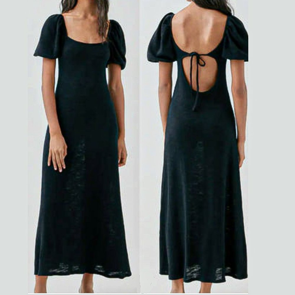 Pull and bear knit maxi dress open back out sleeve